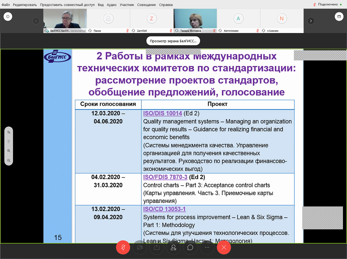 Состоялось дистанционное заседание ТК BY 4 «Менеджмент качества» | БелГИСС